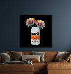 Travla Beer Fine Art Prints – Retro Can with Floral Elegance