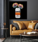 Travla Beer Fine Art Prints – Retro Can with Floral Elegance