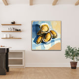 Oysters On Striped Fabric - Fine Art Prints