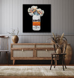 Travla Beer Fine Art Prints – Retro Can with Floral Elegance
