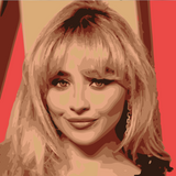 Handpainted pop art portrait of Sabrina Carpenter featuring bold colors and expressive brushstrokes, inspired by her songs Espresso and Feather, perfect wall art for music fans and collectors