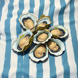 Oysters On Striped Fabric - Fine Art Prints