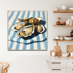 Oysters On Striped Fabric - Fine Art Prints