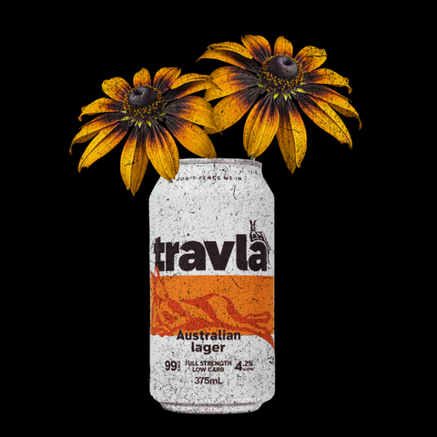 Travla Beer Fine Art Prints – Retro Can with Floral Elegance