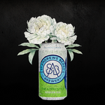 Fine art print featuring St Andrews Beach Brewery's vibrant beer cans, including 6 Furlongs Pale Ale and The Strapper Lager, artfully arranged among fresh, colorful flowers. A visually striking composition celebrating the fusion of local craft brewing heritage with natural beauty.