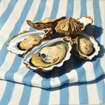 Oysters On Striped Fabric - Fine Art Prints