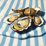 Oysters On Striped Fabric - Fine Art Prints
