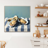 Oysters On Striped Fabric - Fine Art Prints