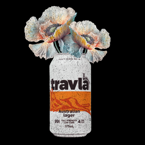 Travla Beer Fine Art Prints – Retro Can with Floral Elegance