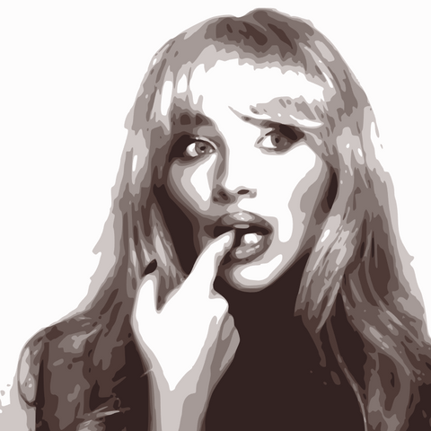 Handpainted pop art portrait of Sabrina Carpenter featuring bold colors and expressive brushstrokes, inspired by her songs Espresso and Feather, perfect wall art for music fans and collectors