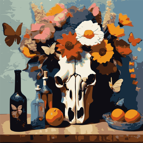 Blossoms In The Wind | Skull and Flower Art