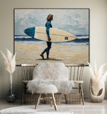 The Ocean Beckons | Surfers On The Beach Prints