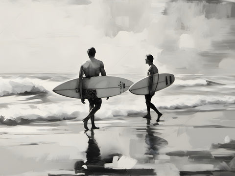 Drifted By The Sea | Surfers On The Beach Prints