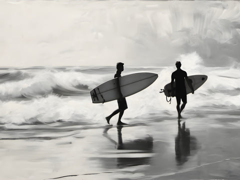 Surf's Calling | Surfers On The Beach Prints