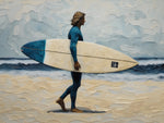 The Ocean Beckons | Surfers On The Beach Prints