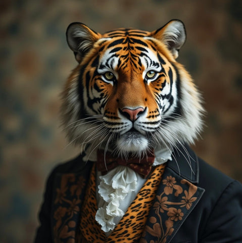 Stripes of Sophistication | Tiger In Clothing Art