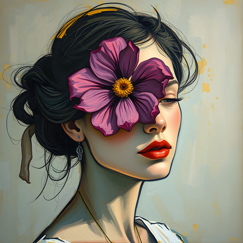 Woman and Flower Art - Instant Download Art