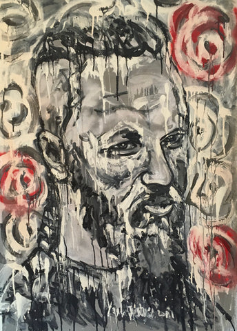 This striking portrait captures the legendary Viking warrior Ragnar Lothbrok with bold intensity and raw emotion. Channeling the fierce spirit of Norse mythology and historical drama, the artwork portrays Ragnar with his iconic shaved head and braided beard, eyes burning with vision and vengeance. The textured strokes and moody palette echo the brutal beauty of his world—marked by conquest, loyalty, and destiny.